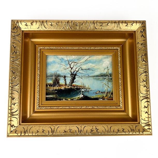 Lille M. Mellor vintage oliemaleri