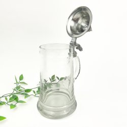 Groer Vintage Bierkrug aus Glas und Zinn