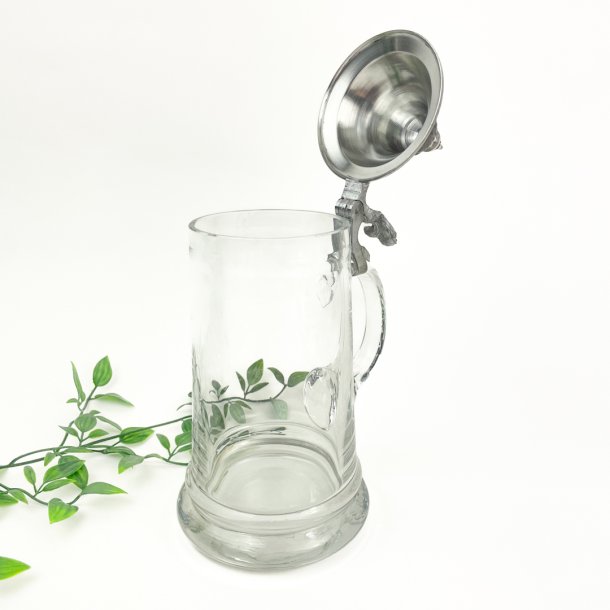 Groer Vintage Bierkrug aus Glas und Zinn