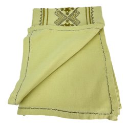 Olivgrne Retro-Tischdecke mit Stickerei  160 cm