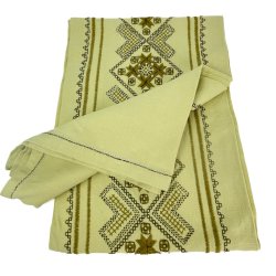 Olivgrne Retro-Tischdecke mit Stickerei  160 cm