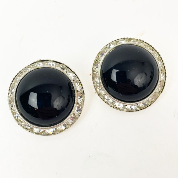 Vintage reclips med sort sten