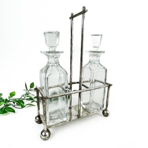 Vintage l- und Essigset aus Glas