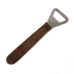 Vintage Flaschenffner aus Metall mit Holzgriff
