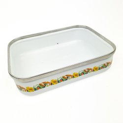 Hvidt vintage emaljefad