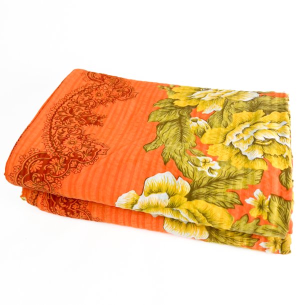 To s�t orange retro senget�j med blomster