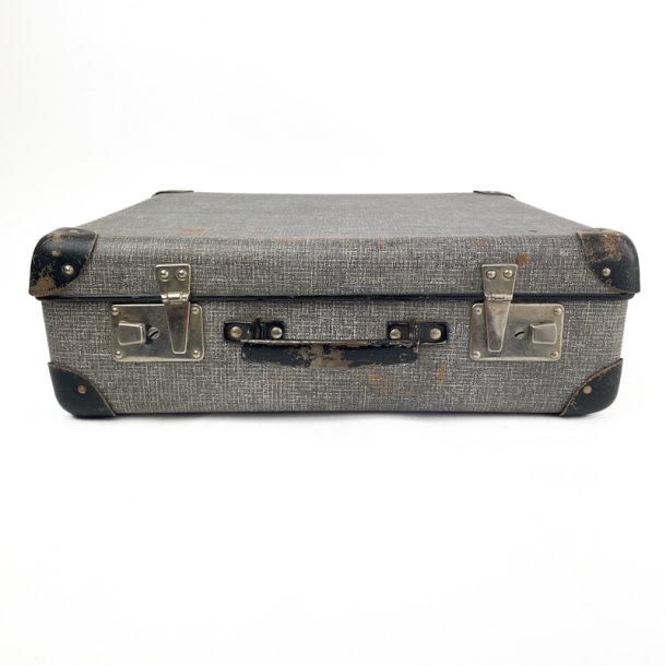 Gr� retro picnickuffert med indhold