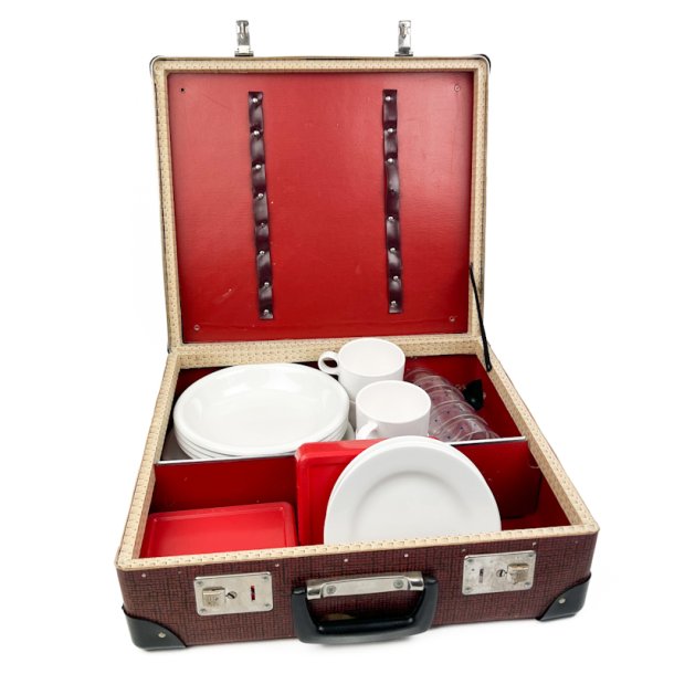 R�d retro picnickuffert s�t