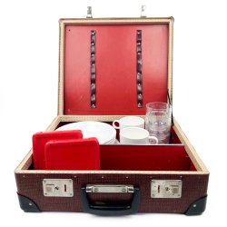 R�d retro picnickuffert s�t