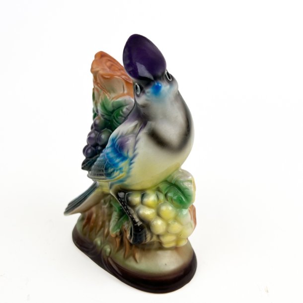 Retro fuglefigur med vindruer