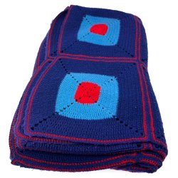 Bl� h�ndh�klet retro plaid