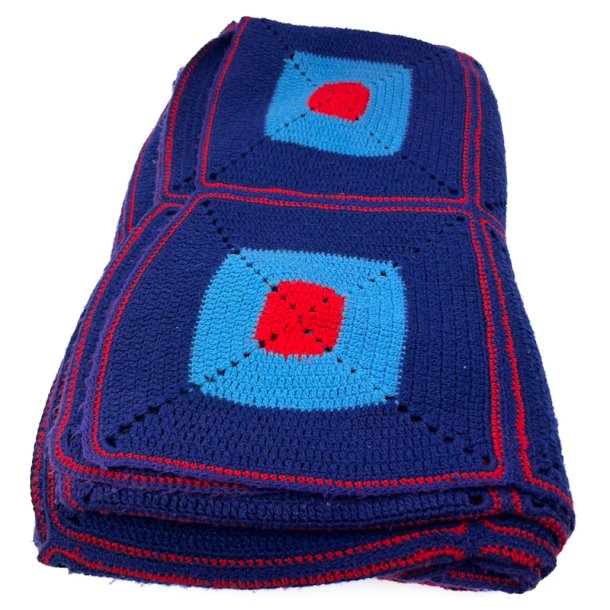 Bl� h�ndh�klet retro plaid