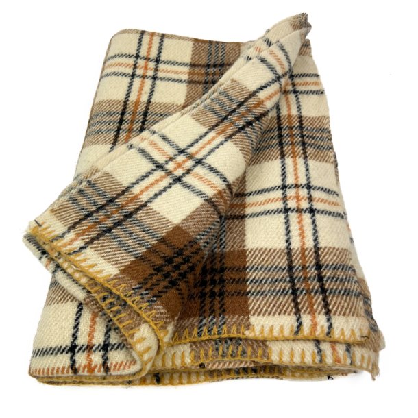  Beige ternet vintage uldplaid