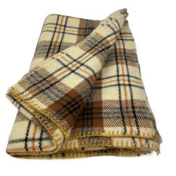  Beige ternet vintage uldplaid