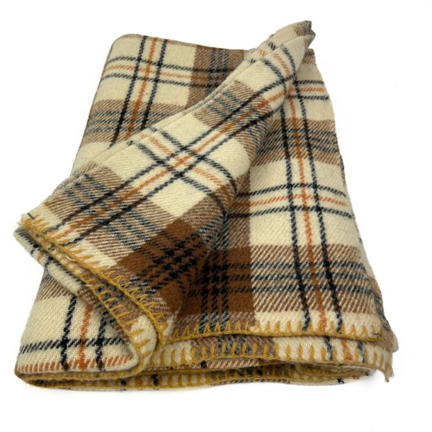  Beige ternet vintage uldplaid