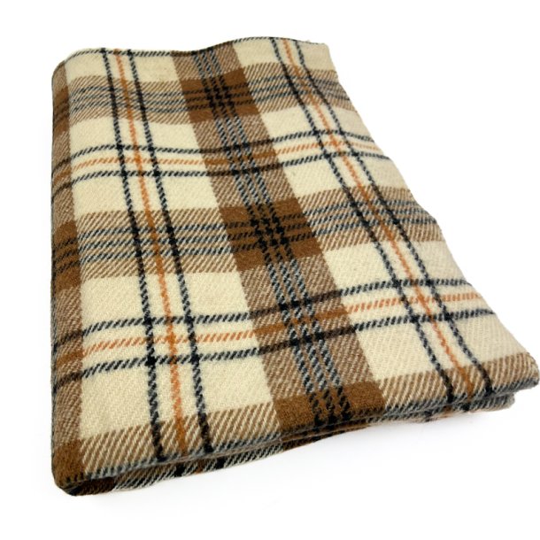  Beige ternet vintage uldplaid