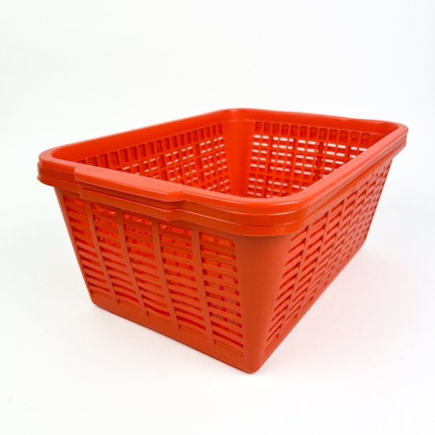 Tre orange retro plastikkasser
