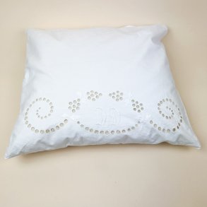 Broderet hvidt vintage pudebetr�k