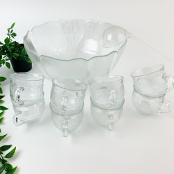 Retro Bowle-Set aus Glas  zehnteilig