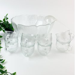 Retro Bowle-Set aus Glas  zehnteilig