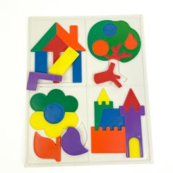 Farverigt retro puslespil med figurer
