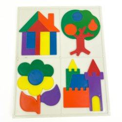 Farverigt retro puslespil med figurer