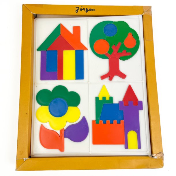 Farverigt retro puslespil med figurer