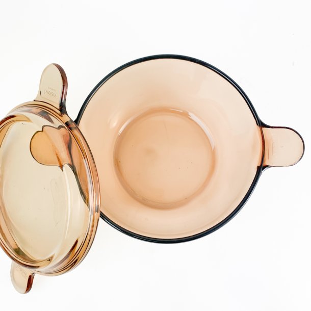 Feuerfeste rosafarbene Vintage Glasschale