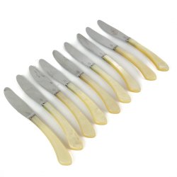  Otte retro knive perlemorsskaft