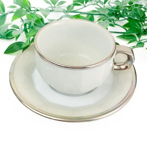 Porcelnskop med creme og slvkant  Pillivuyt Bistro