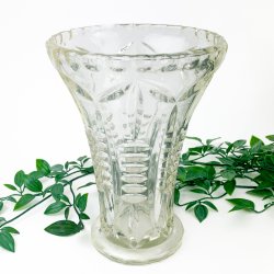 Klare Vintage-Vase aus Pressglas