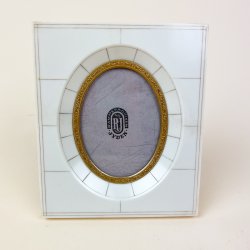 Klassisk oval hvid vintage fotoramme