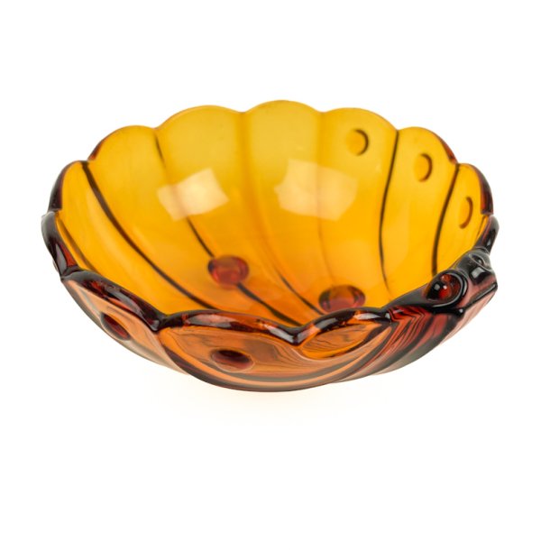 Ravfarvet vintage glassk�l p� f�dder