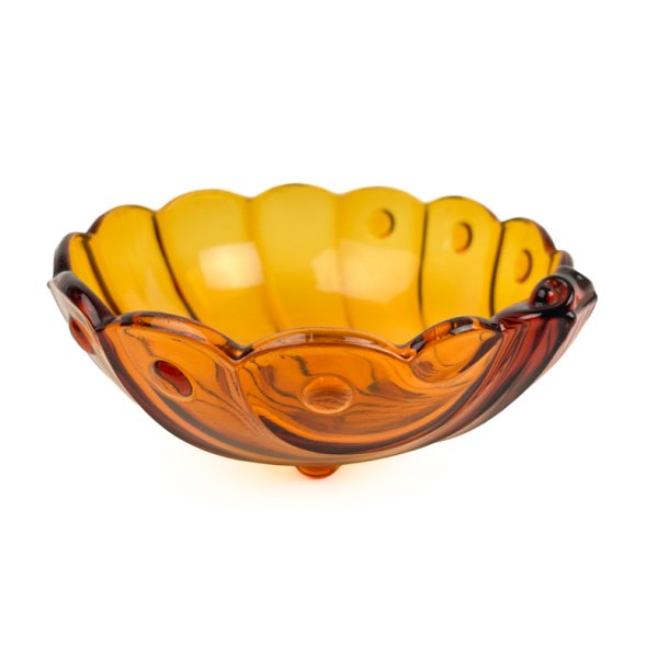 Ravfarvet vintage glassk�l p� f�dder