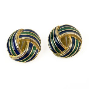 Blaue und grne Retro-Ohrringe