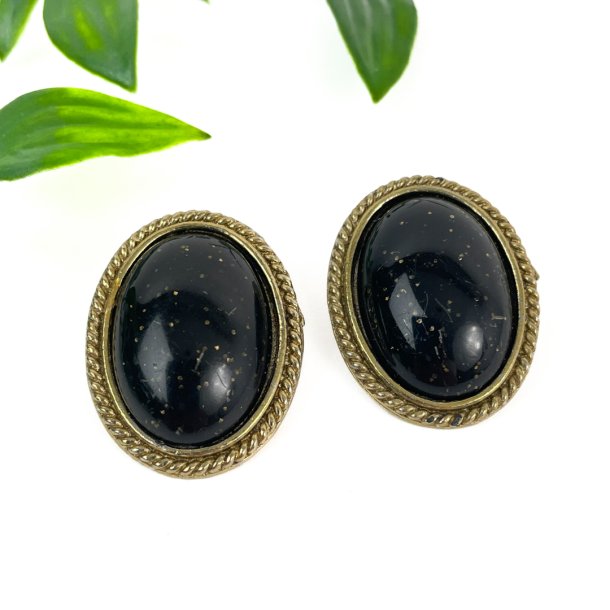 Schwarze Vintage Ohrclips