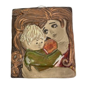 Elbogen retro keramikrelief � mor og barn