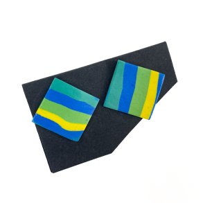 Vintage Ohrstecker mit blauen und grnen Streifen