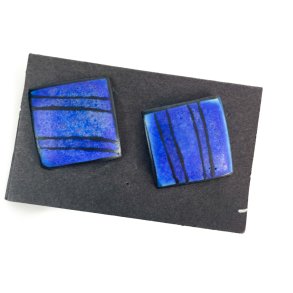 Vintage Ohrstecker aus blauer Emaille