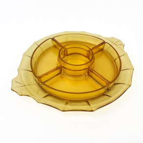 Retro tapasgeschirr aus bernsteinfarbenem Glas