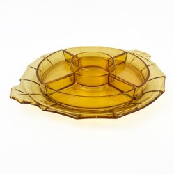 Retro tapasgeschirr aus bernsteinfarbenem Glas