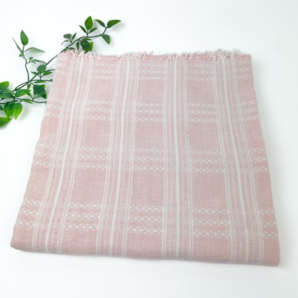 Rosa retro dug med hvide tern  120 x 120 cm