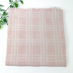 Rosa Retro-Tischdecke mit Fransen  120 x 120 cm