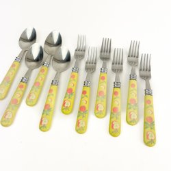 Retro Besteck zehn Teile mit Frchtemuster