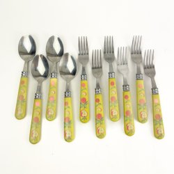 Retro Besteck zehn Teile mit Frchtemuster