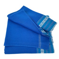 Knigsblaue Retro Tischdecke mit Bordre  190 cm