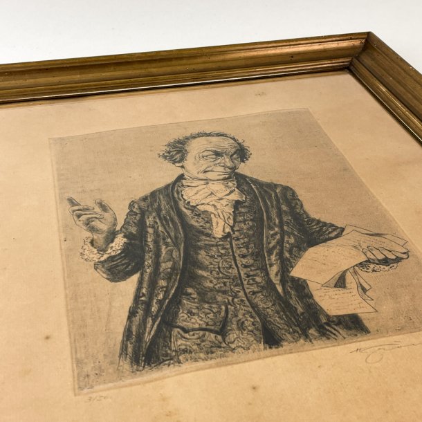 Antike Zeichnung des Schauspielers Rasmus Christiansen