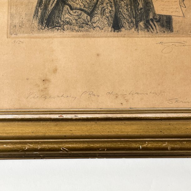 Antike Zeichnung des Schauspielers Rasmus Christiansen