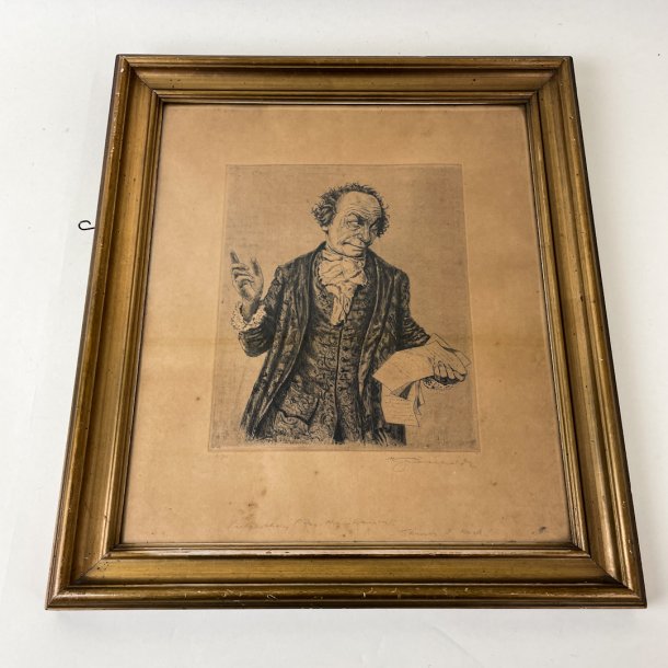 Antike Zeichnung des Schauspielers Rasmus Christiansen