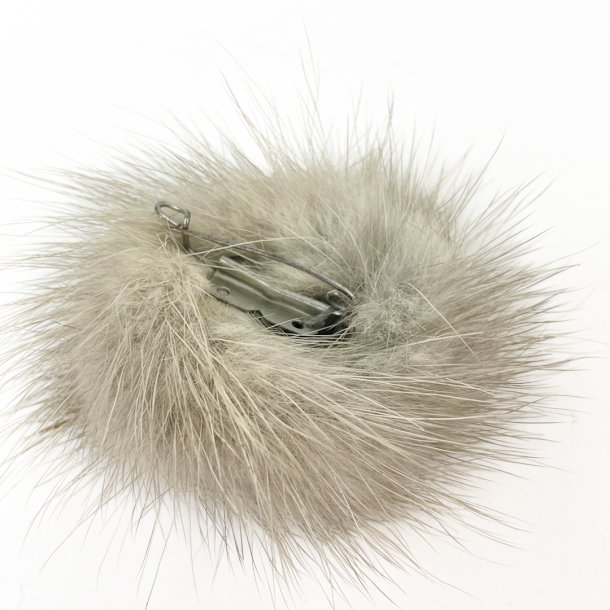 Vintage broche med pels og rhinsten